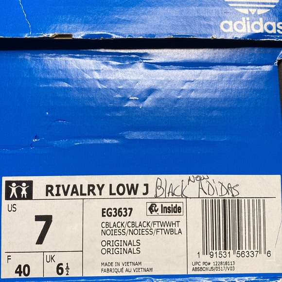 Adidas Originals Rivalry Low J 'Black' - Picture 16 of 16